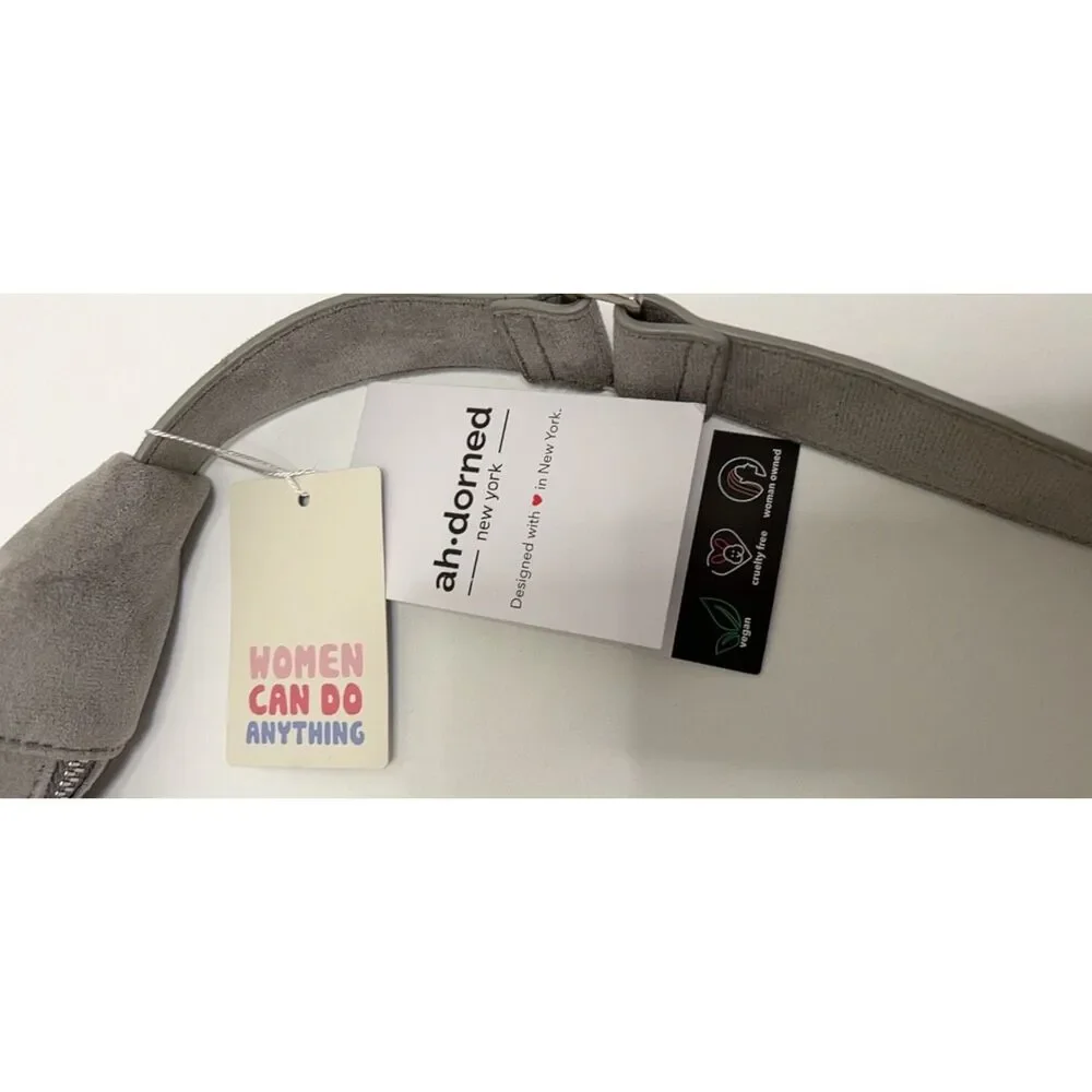 NWT ah.dorned grey vegan suede hobo bag